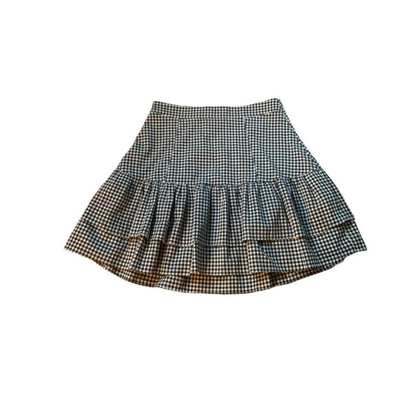Bebe Mini Gingham Front Ruching Flutter Skirt with Bows - Size 6 - Picture 4 of 4